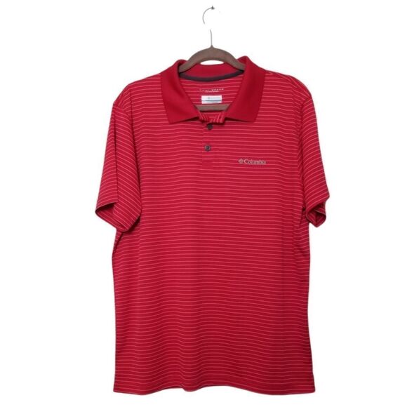 Columbia Red Striped Omni-Shade Mens Shirt Size L - Picture 1 of 6